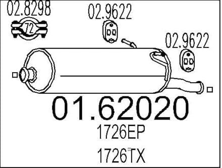 MTS 01.62020 Endschalldämpfer Endtopf 770mm 7,8kg
