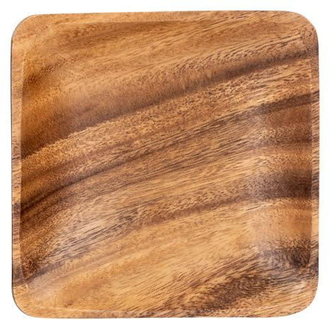 Madera Plato cuadrado de madera de acacia – Cuenco – Frutero (Deko Decorativa Almacenamiento Acacia Madera Plato Decorativo Plato Plato de fruta