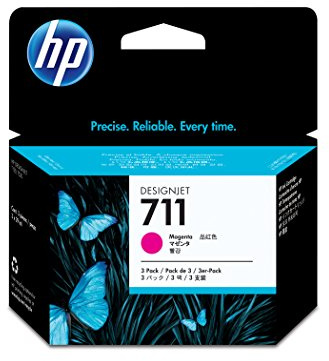 HP 711, 29 ml, HP 711, 3-pack, magenta, original, ink cartridge, for DesignJet T120 ePrinter, T520 ePrinter