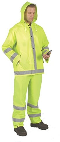 Galeton 8000975-XXL,Repel Rainwear Reflective PVC/Polyester Rain Suit, 0.35mm, XX-Large, Lime