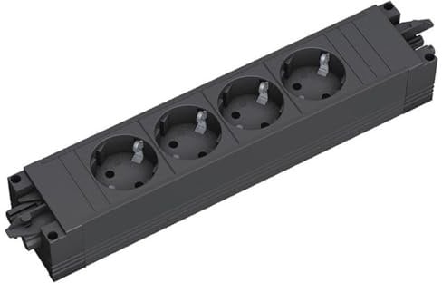 BACHMANN Steckdosenleiste Step Base 4-Fach GST18 Schwarz 906.18819 (modulares Stecksystem mit vielseitiger Anwendung)