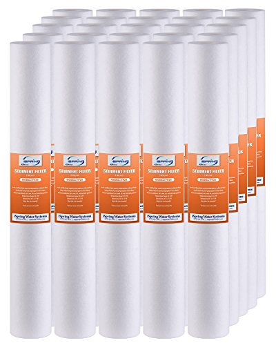 iSpring Cartucce di Ricambio Filtro Sedimenti da 5 micron - 20 pollici X 2,5 pollici - 25 Pezzi, Modello FP25X25