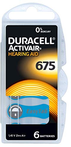 60 x Tipo 675 (BLU) - DURACELL 675 Hearing Aid EasyTab - Pile per apparecchi acustici - confezione da 60 (10 x 6)
