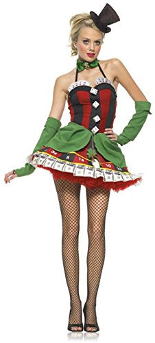 Poker Damen Glück Kostüm rot schwarz grün L