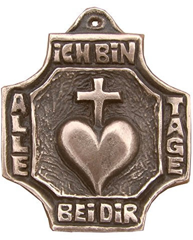 FOXCUP Bronze Kreuz Herz Kommunion 7 cm x 5,5 cm Wanddekoration für Wohnzimmer