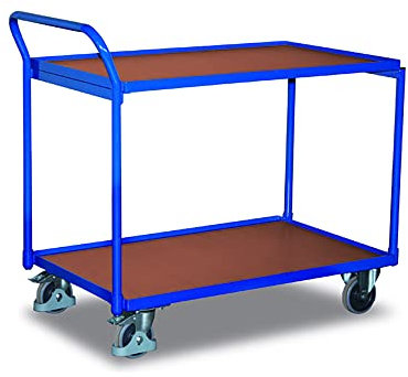 Tischwagen 2 Ladeflächen RAL5010 Enzianblau Bürowagen Aktenwagen Etagenwagen