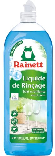RAINETT - Liquide de Rinçage Bio-Alcool - Pour une Vaisselle Brillante & Sans Traces - Sans MIT, BIT, CMIT - Flacon Recylé & Recyclable - Ecolabel - 750 ml