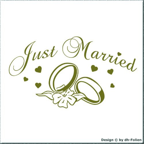 cartattoo4you® AH-00432 | JUST Married (No.2) | Autoaufkleber Aufkleber, Farbe Gold, in 24 Farben erhältlich, 57 x 32 cm Waschstrassenfest