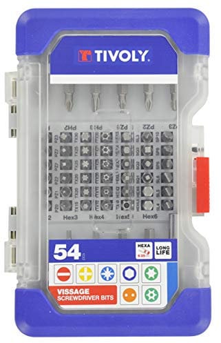 Tivoly 11501570040 Coffret d'Embouts de Vissage , Gris, 25/50mm, Set de 54 Pièces