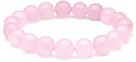 Jovivi 10mm Bracelet Perles Quartz Rose Pierre Naturelle Précieuse Extensible Elastique Tibétain Bouddhiste Unisexe
