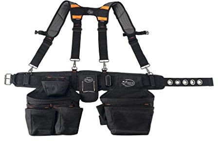 Dead on Tools HDP400945, Cintura porta attrezzi in poliestere 1680 denari, con bretelle, nero