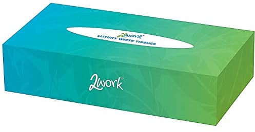 2Work Facial Tissues Box 100 Sheets 2-Ply (Pack of 36)