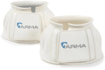 Shires Arma Overreach Bell Boots - 6mm Rubber Shock Absorbing Double Touch-Close - Multiple Sizes White/Pony