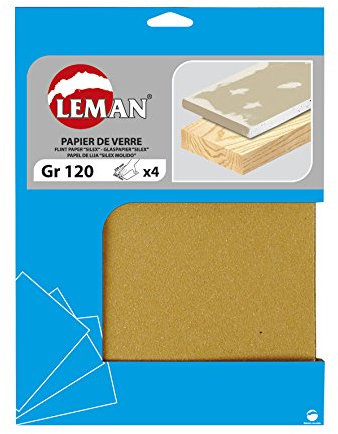 Leman PV.02 Lot de 4 Feuilles abrasifs papier de verre 230 x 280 mm Grain 80