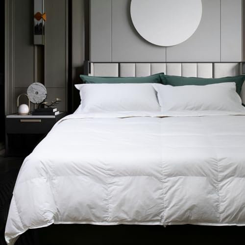 Gabel Nottetempo Daunendecke mit Gänsedaunen, 30% Daunen, 70% Flaumfedern, 235 g/m², Oberstoff 100% Reine Baumwolle Einzelbett 205 x 155 x 2 cm Bianco