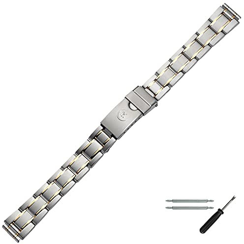 MARBURGER Uhrenarmband 12mm Edelstahl Silber Gold - Werkzeug Montage Set 80202040020