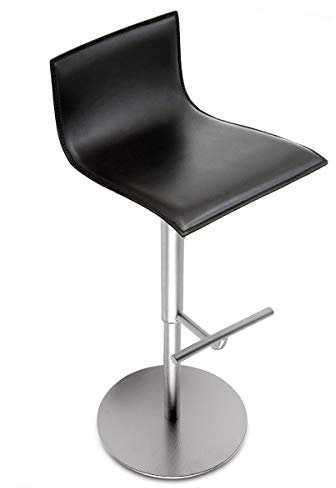 La Palma - Thin Barhocker 70-95 cm Gesamthöhe, Leder schwarz/Gestell Edelstahl