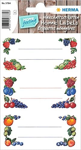 HERMA 3784 Marmeladen Etiketten selbstklebend, 12 Stück, 76 x 35 mm, Homemade Küchen Aufkleber zum Beschriften, Haushalt Sticker für Weihnachten Einmachgläser Gewürzgläser Marmeladengläser Flaschen