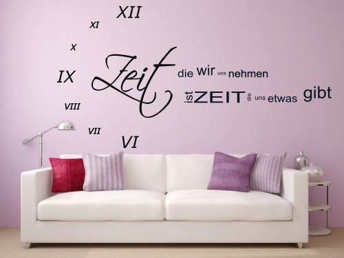 XL Wandtattoo Schlafzimmer 68154-110x57 cm, Zitat ~ Zeit die wir uns nehmen ist Zeit die uns etwas gibt ~ Wandaufkleber Aufkleber für die Wand, Tapetensticker aus Markenfolie, 32 Farben wählbar