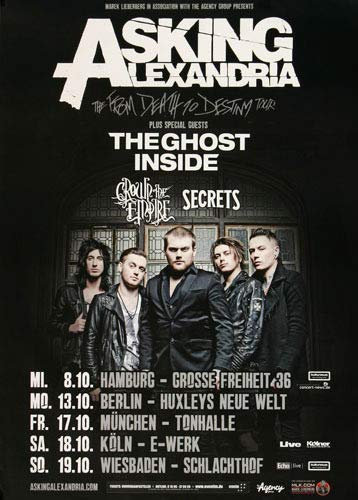 Asking Alexandria - Death to Destiny, Tour 2014 » Konzertplakat/Premium Poster | Live Konzert Veranstaltung | DIN A1 «