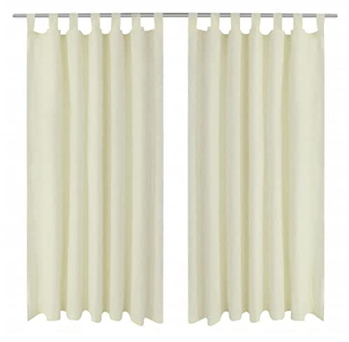 vidaXL 2 x Schlaufenschal Micro Satin Creme Fenster Haus Wohnzimmer Büro