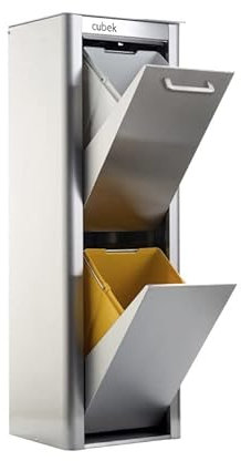 DON HIERRO - Poubelle en Acier Inoxydable, 2 compartiments de 20 litres, CUBEK-