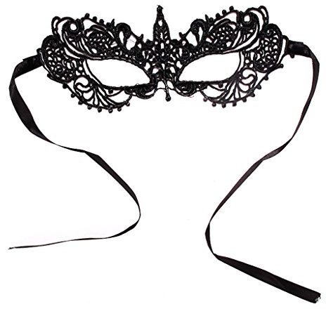 Inconnu Accessoire déguisement halloween: masque loup en dentelle noire yeux de biche