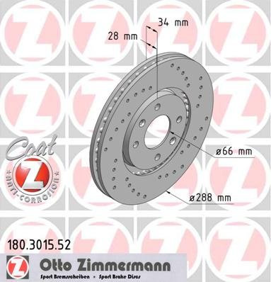 ZIMMERMANN 180.3015.52 vorne Bremse, perforiert, Sport Coat Z
