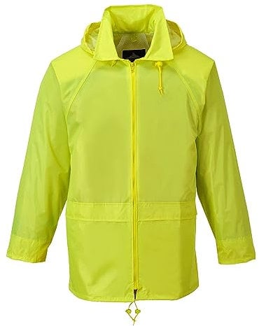 Portwest S440 Men's Waterproof Rain Jacket - Lightweight Durable Hooded Weather Protection Safety Jacket Yellow, XX-Large
