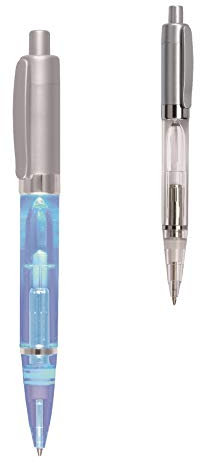 noTrash2003® LED Leuchtkugelschreiber Druckkugelschreiber mit Blauem Licht - schreibt im Dunklen