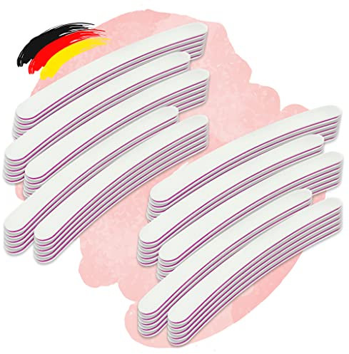 Profi Feilen 100/180 Weiß Gebogen Set - Nageldesign Nagelfeile für Nagel Modellage - 50er Pack