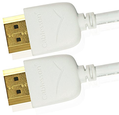 2m Mackuna Slim Flex - HDMI Cable 2.0 18Gbps 4 K Ultra HD High Speed HDMI Cable Compatible, Apple Fire TV, TV, Xbox, Arc, 4K UHD 2160P HD Video 1080P, 3D, Ethernet, PS3, PS4, PC ? White