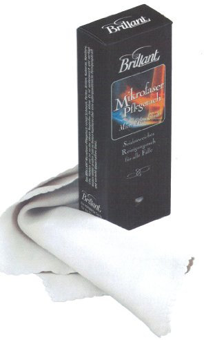Brillant Mikrofaser Pflegetuch 30 x 24 cm - Ultrafreines Mikrofasertuch für Schmuck, Brillen, Handys, Laptops UVM. - Gründliche & schonende Reinigung