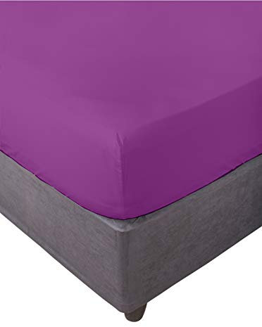 Miracle Home. Weiches und bequemes elastisches Spannbetttuch, 50% Baumwolle 50% Polyester, Aubergine. 135 x 200