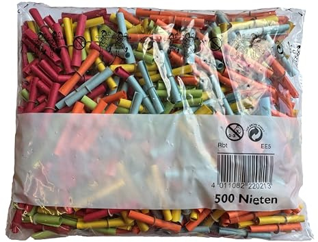 500 Röllchenlose Nieten, buntgemischt, mit Sprüchen