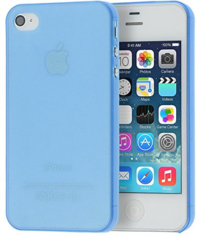 doupi UltraSlim Hülle kompatibel für iPhone 4 / 4S, Ultra Dünn Fein Matt Handyhülle Cover Bumper Schutz Schale Hard Case Taschenschutz Design Schutzhülle, blau