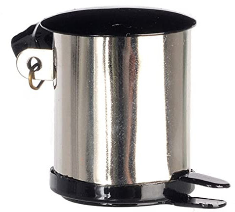 Melody Jane Casa Muñecas Papelera de Acero Inoxidable con Pedal Miniatura 1:12 Escala Cocina Accesorio