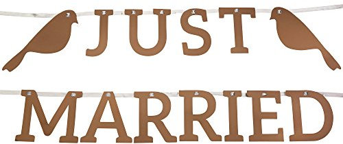 Neviti To Have And To Hold Just Married Bunting, Paper, Gold, 11.5 x 13.6 x 0.1 cm