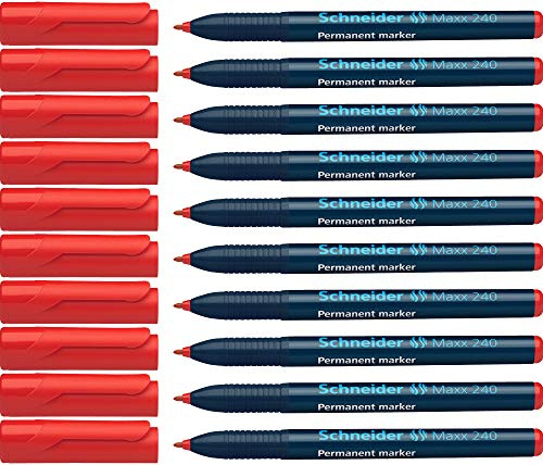 Schneider Maxx 240 Slim Permanent Marker - Red (Pack of 10)