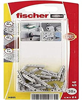 Fischer - Tasselli per calcestruzzo, 4x20 mm, 30 pezzi, Nylon, Bianchi