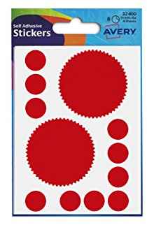 Avery 32-400 Firmen-Siegel-Etiketten, 51 mm Durchmesser, 8 Etiketten, Rot