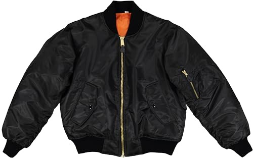 Army Universe MA-1 Air Force Military Bomber Flight Jacket (Black, Size Large - Chest 41 - 45)