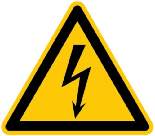 LEMAX® Aufkleber Warnschild, Warnung vor elektrischer Spannung W012 (Blitzpfeil) DIN EN ISO 7010 Folie selbstkl. gelb/schwarz, 300mm