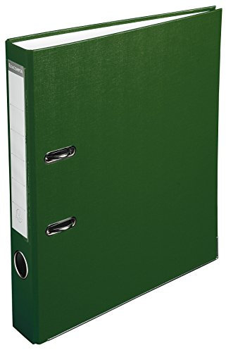 Exacompta 915405B Kunststoff-Ordner 5 cm schmal DIN A4 Kunststoffbezug außen Papierbezug innen Rückenschild austauschbar Ringordner Aktenordner Briefordner Büroordner Plastikordner grün