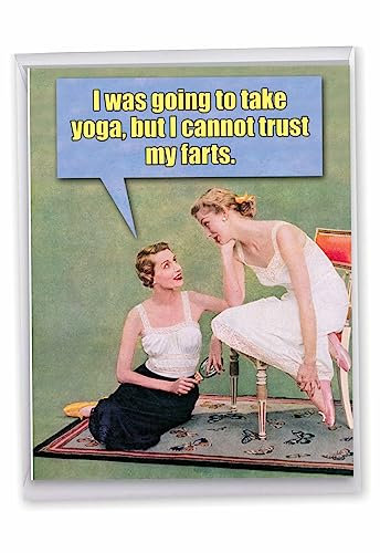 Jumbo-Grußkarte zum Geburtstag – humorvolle Trust My Frts Yoga-Frauen – Vintage- und Retro-Grußkarte für große HBD-Glückwünsche, 21 x 28 cm J1408
