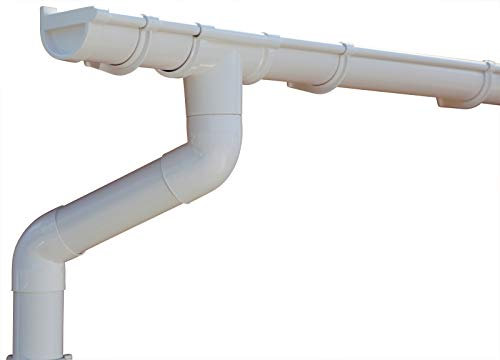 Dachrinnen/Regenrinnen Set | Pultdach (1 Dachseite) | GD16 | in 4 Farben! (Komplettes Set bis 7.00 m, Weiß)