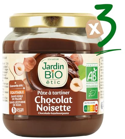 Jardin BiO étic - Pâte à tartiner chocolat noisette bio - Sucré - Certifié AB - Pot de 350g