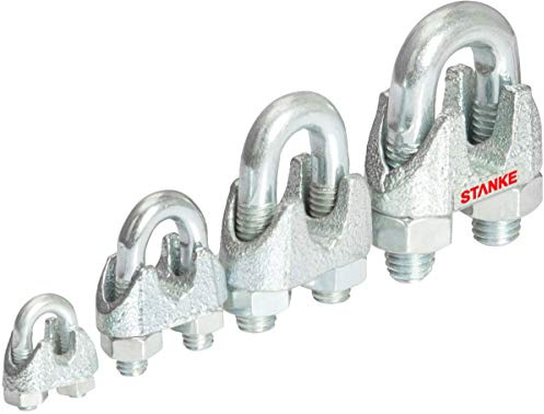 Seilwerk STANKE 100x Serre-Câble à Étrier Zingué Taille 6 Connecteur Galvanisé pour Câble d’Acier 6 mm