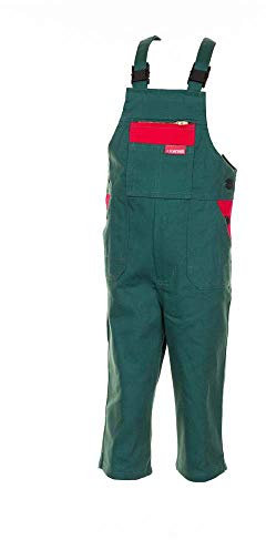 Planam Größe 146/152 Kinder Junior Latzhose BW mittelgrün rot Modell 0166