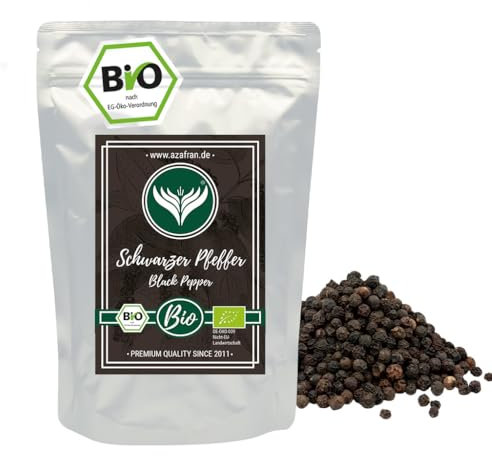 Azafran BIO Pfeffer - Pfefferkörner ganz Sri Lanka schwarz 500g